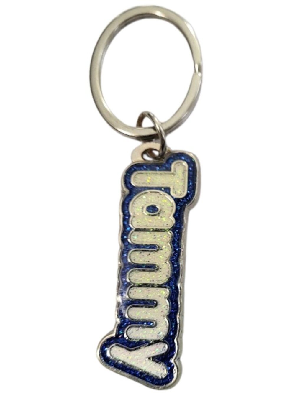SWIBCO NW0T Blue & White Galaxy Keychain Silver Metal Personalized Name - TAMMY